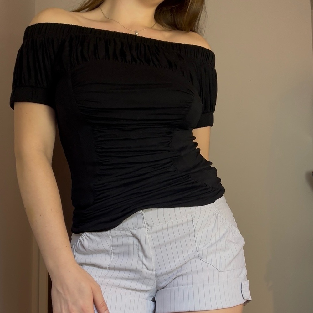 Morgan de Toi Black Off-Shoulder Blouse